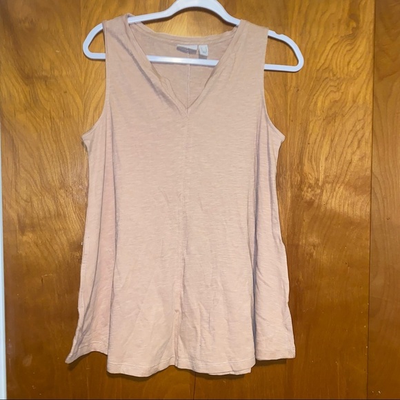 Logo Lori Goldstein nude stretch tank top tunic Small with pockets - Picture 1 of 3